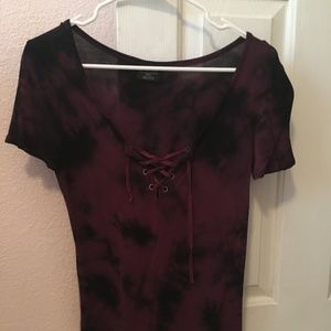 Maroon and black tie dye shirt